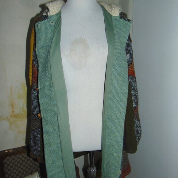 Anthropologie Charlie & Robin Cardigan Patch Knit S Chunky Cottage Cabin Core - Picture 8 of 14